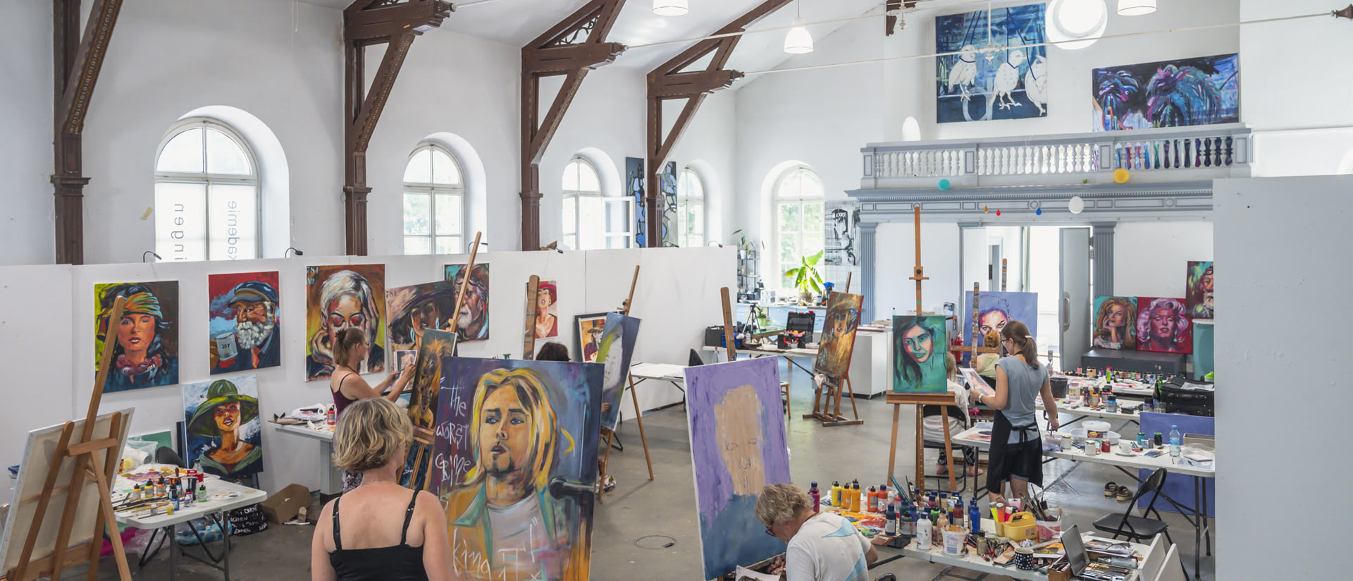 Bodensee Atelier Malen Leinwände Malkurs Teilnehmer MAlerei